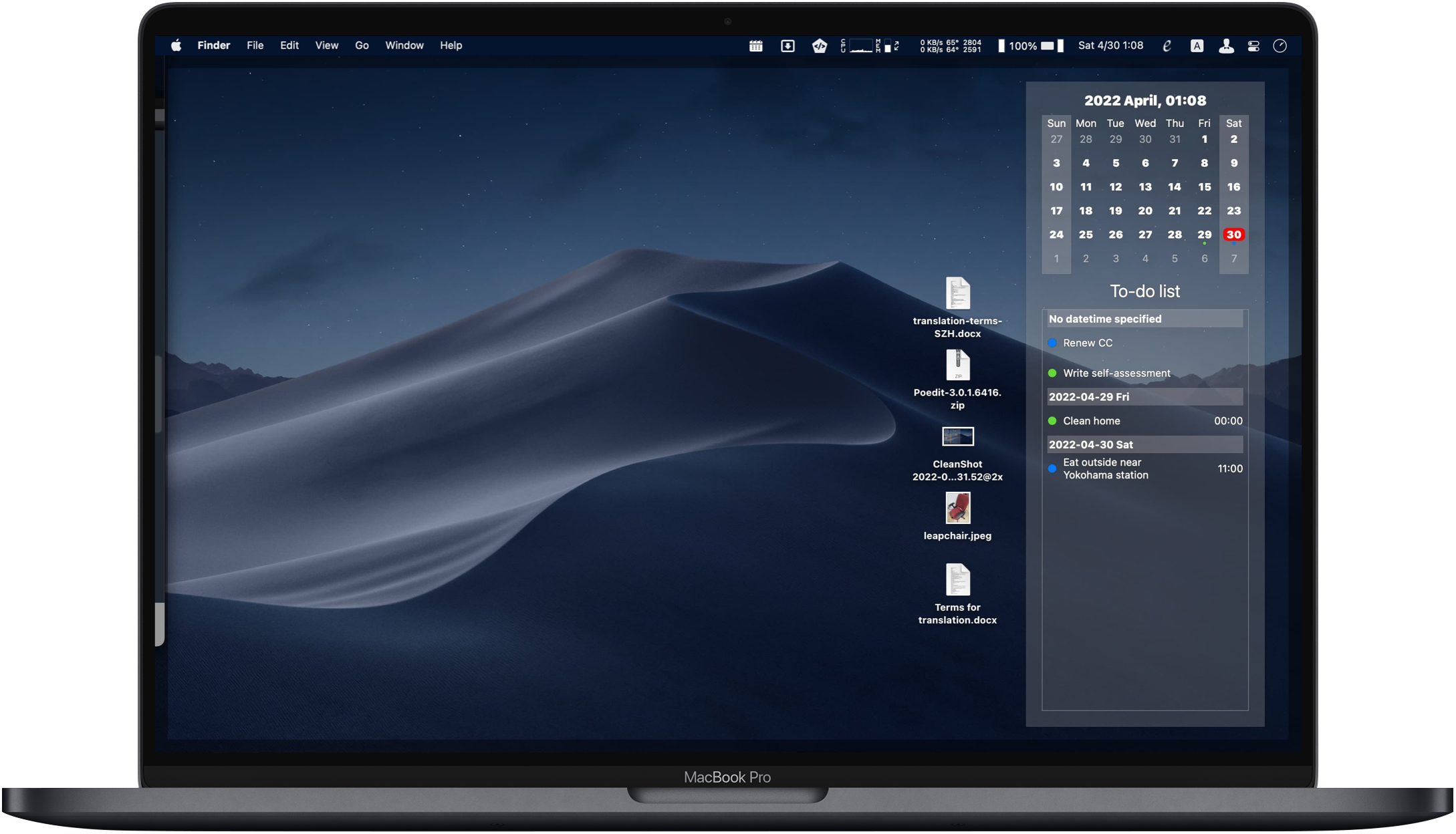 WallCal to-do list view